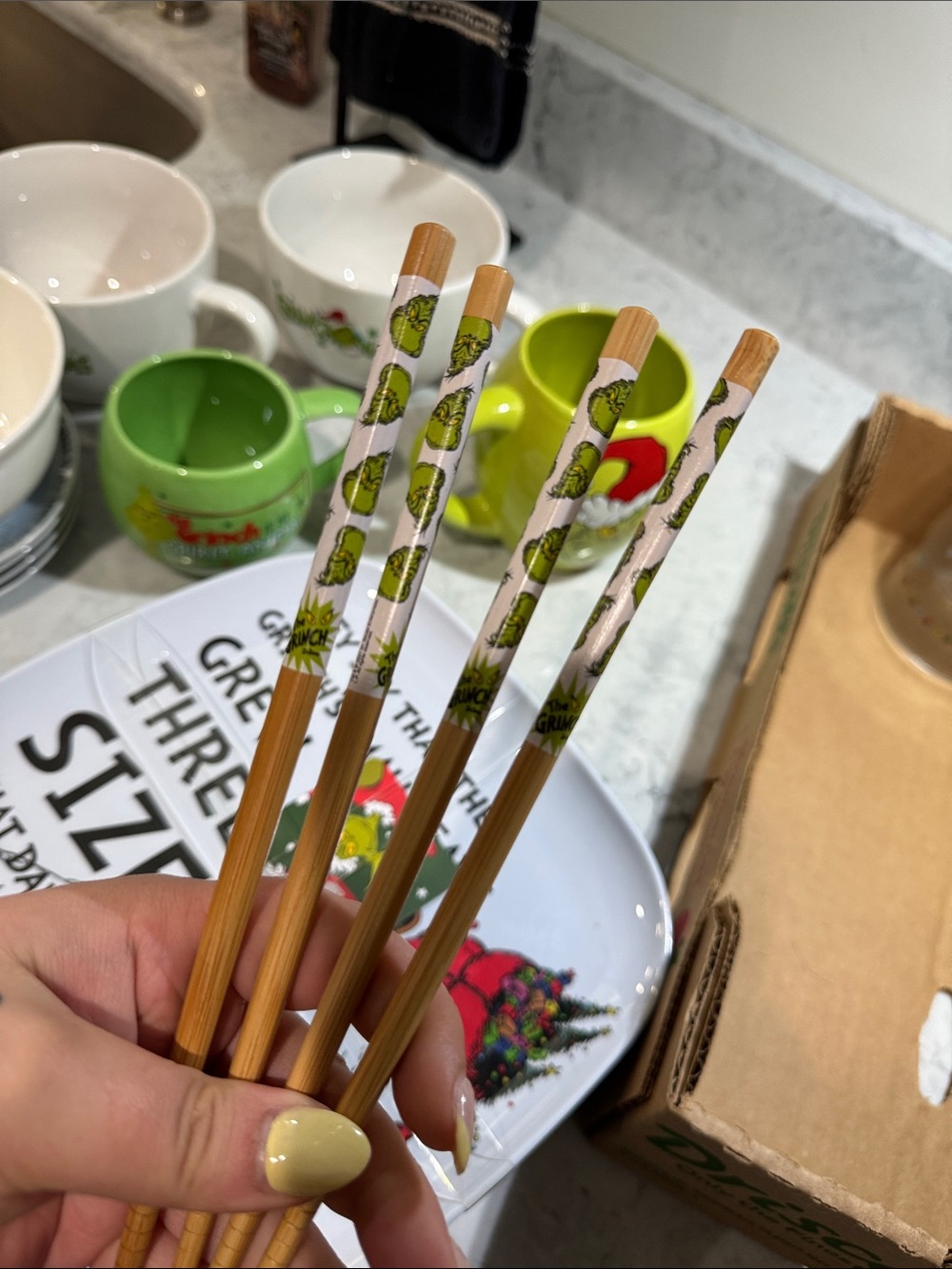 Grinch Bamboo Chopsticks Set - Green Accent